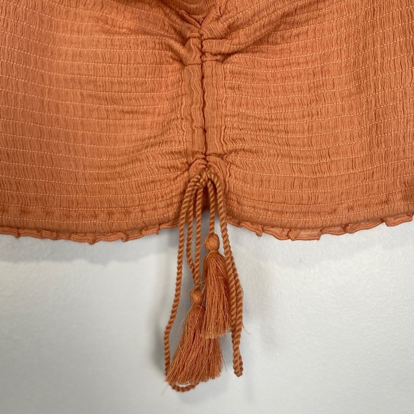 Free People It's A Cinch Crop Top 100% Cotton Smocked Sz Medium M Summer Casual - Picture 7 of 11